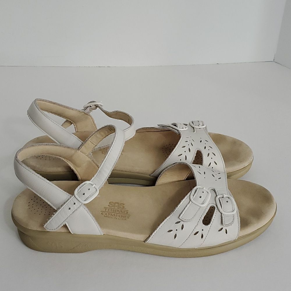 SAS Duo Quarter Strap Leather Sandals White Halo Size 11N